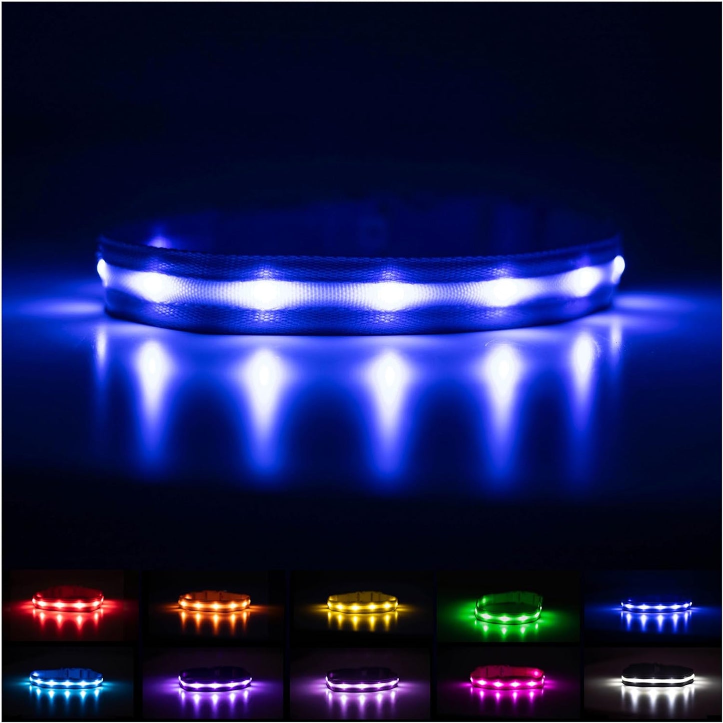 LED Dog Collar - Original Rechargeable Waterproof Light with 1,000 Feet Visibility for Safe Night Walking - USA Brand