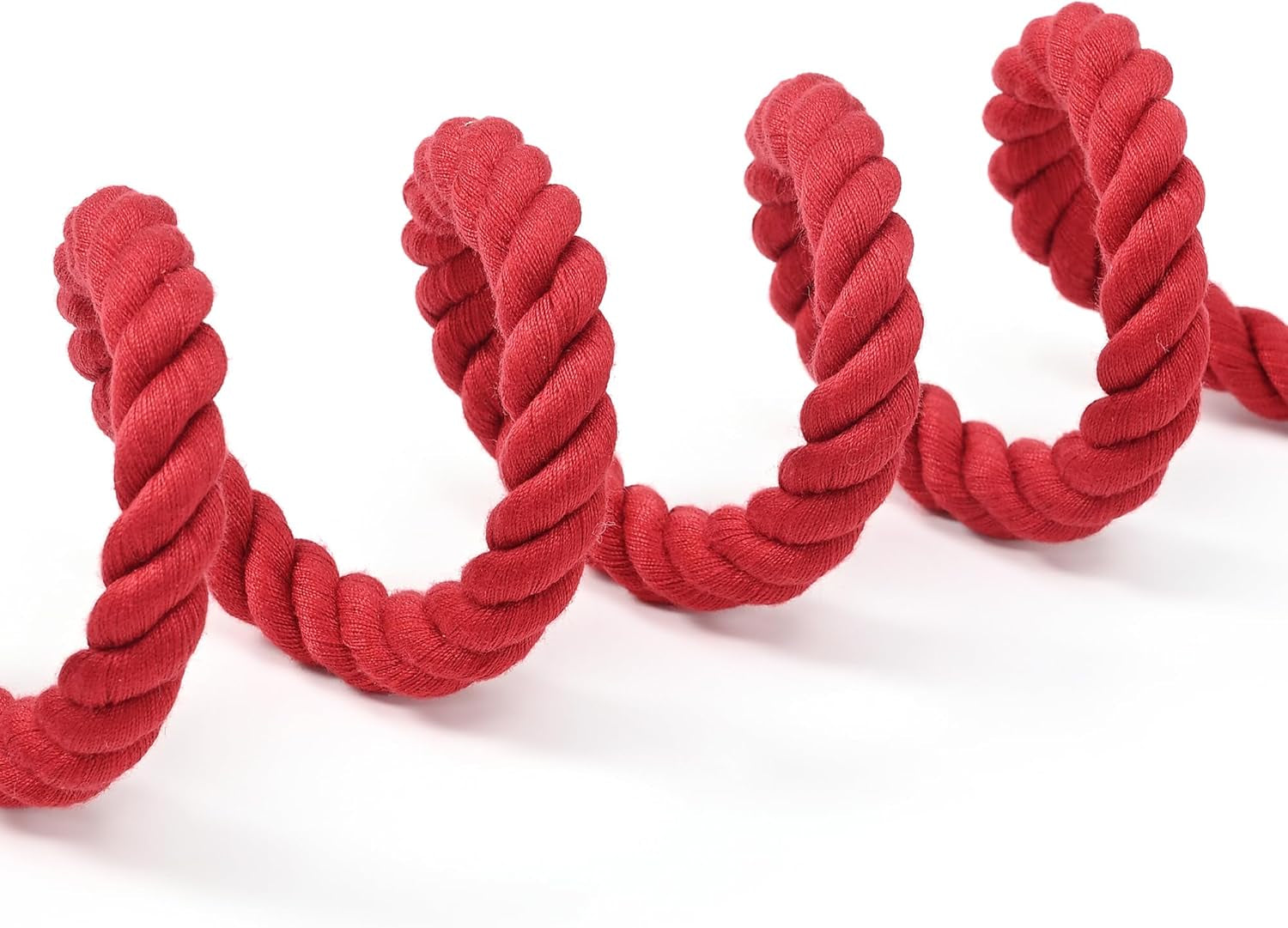 Braided Cotton Rope Dog Leash with Leather Tip | 5-Foot Heavy-Duty Metal Clasp | Wedding Dog Leash in Red (60 Inches)